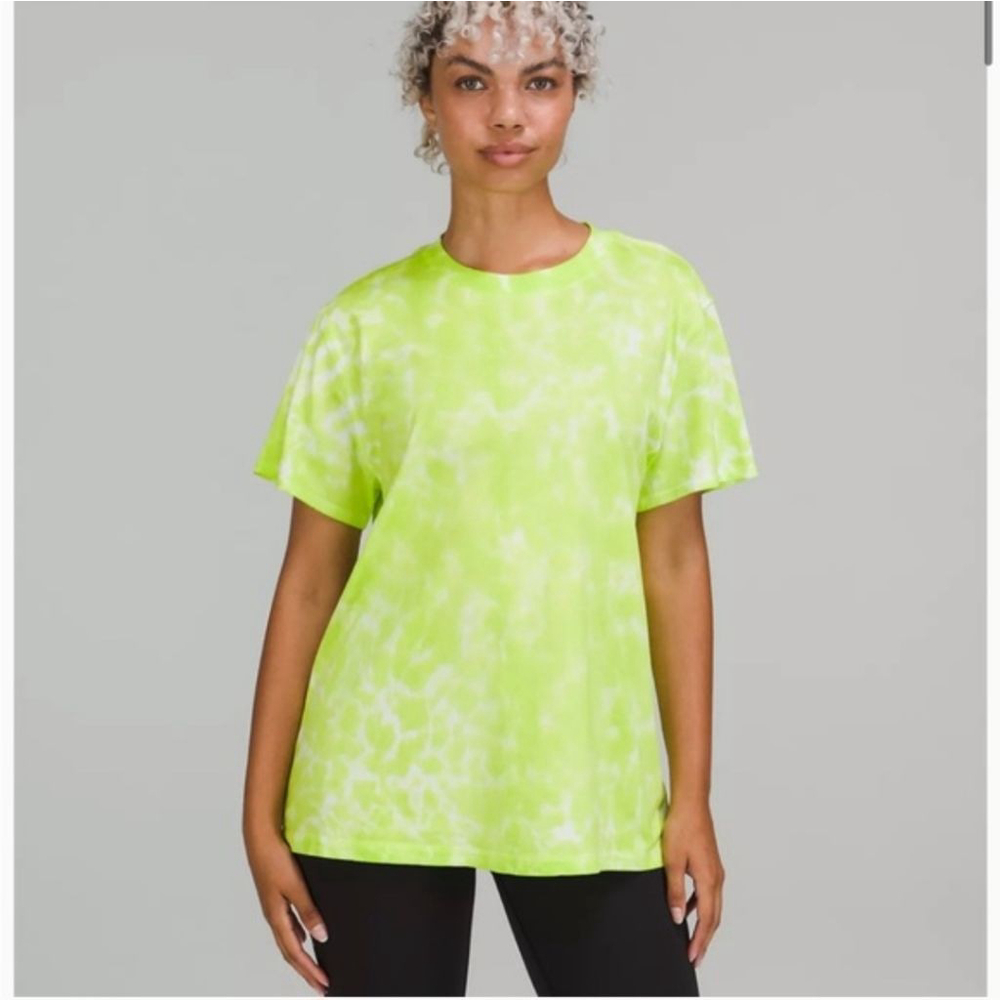 LULULEMON All Yours Tee Green & White Tie-Dye Short Sleeve Pima Cotton Tee 8 M